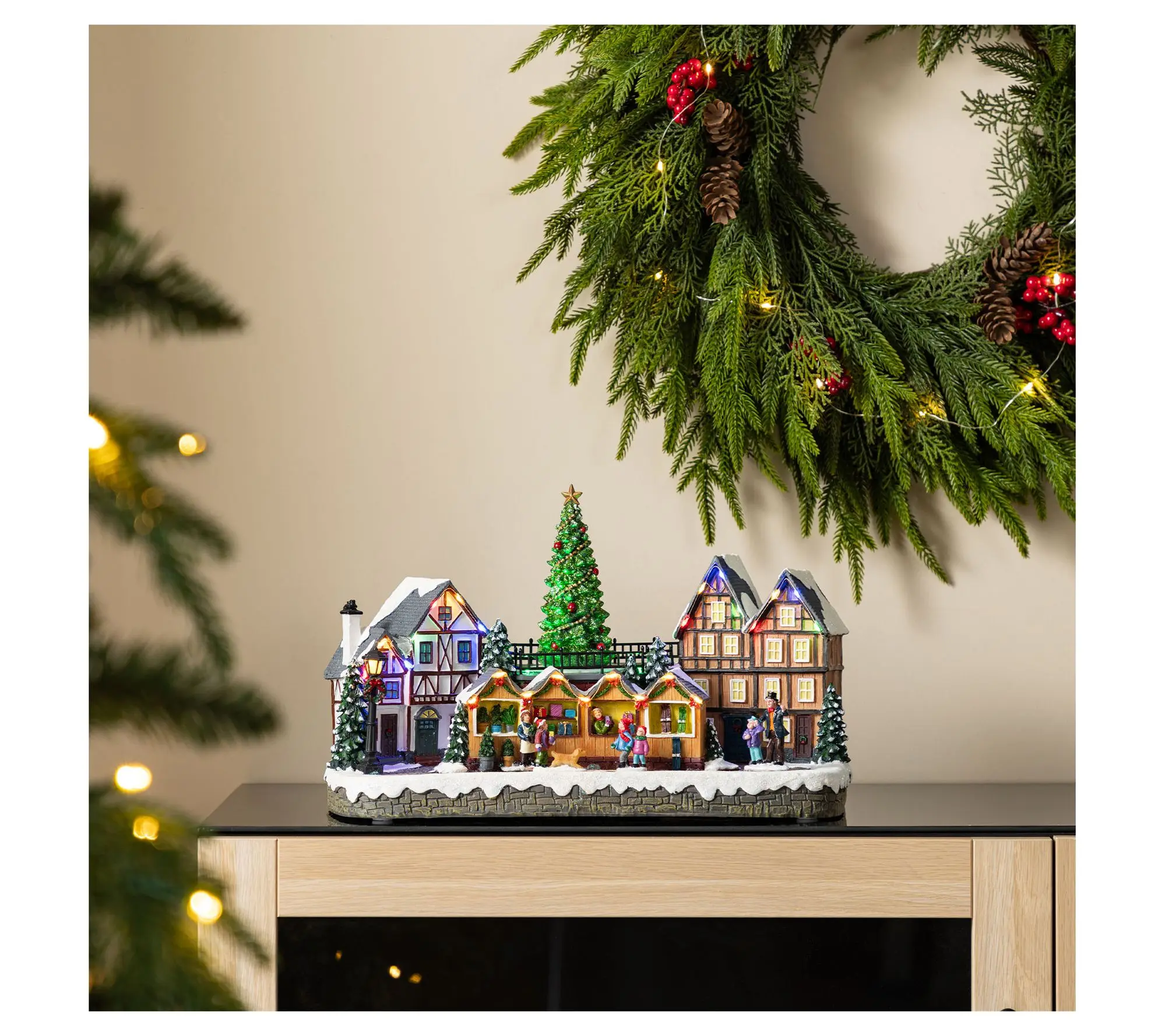 Glitzhome 15"L Christmas Oversized Lighted Table Village Decor