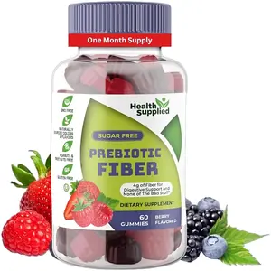 Health Supplied Mixed Berry Flavored Prebiotic Fiber Gummies - Supports Digestive System, Great Tasting Dietary Supplement, One Month Supply - Natural