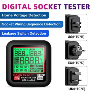 Digital Socket Tester for Us Uk Eu Plugs, Outlet Tester, Home Circuit Polarity Voltage Detector, Leakage Protection Test Instrument
