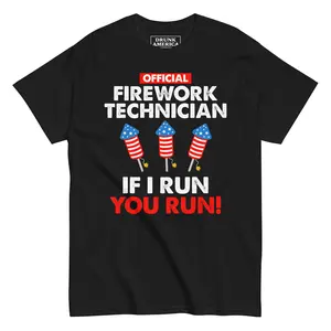 Official Firework Technician If I Run You Run Graphic T-Shirt