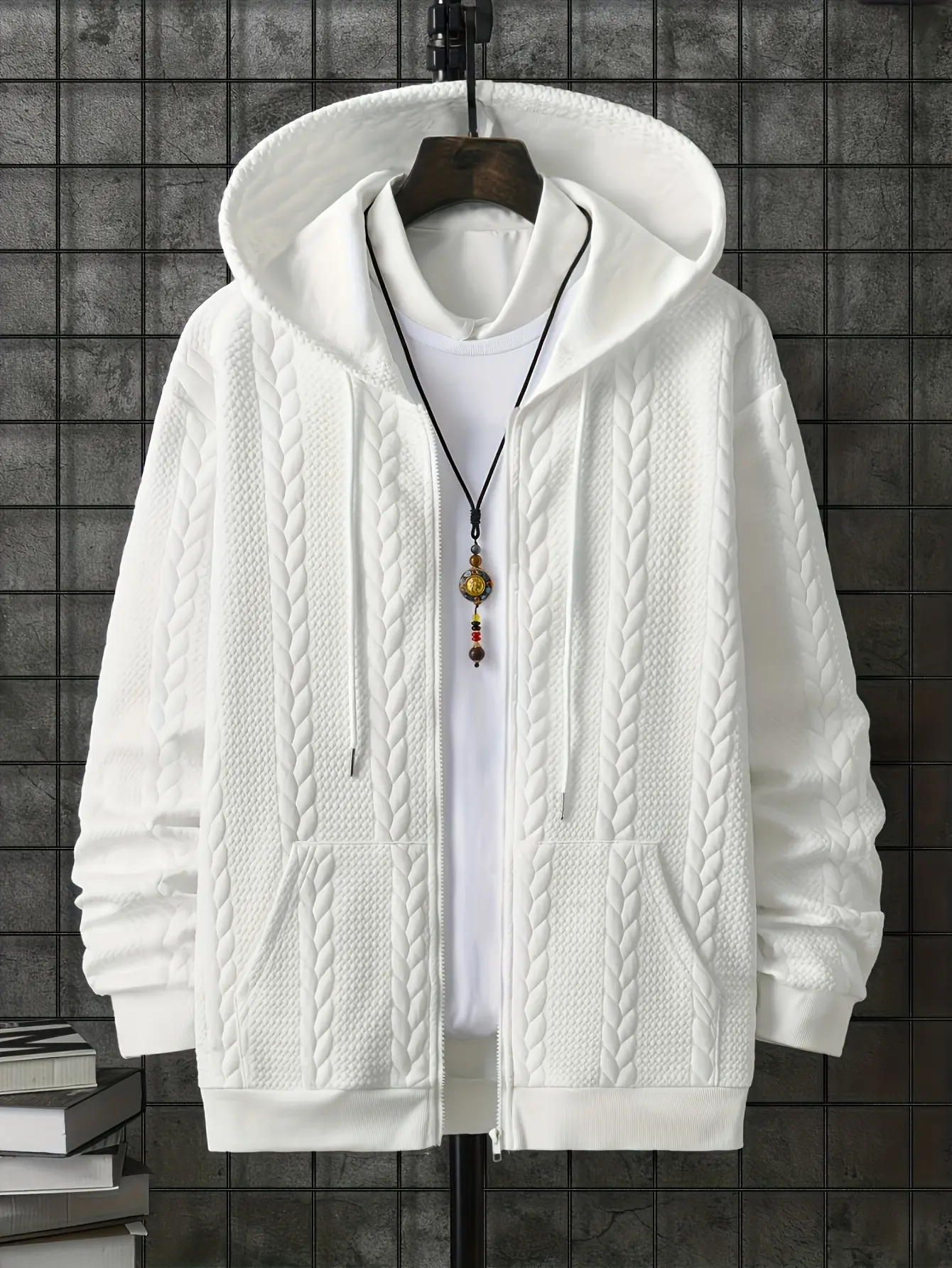 Quilted Knitted Hooded Jacket - Cozy Casual & Modern Street Style Set