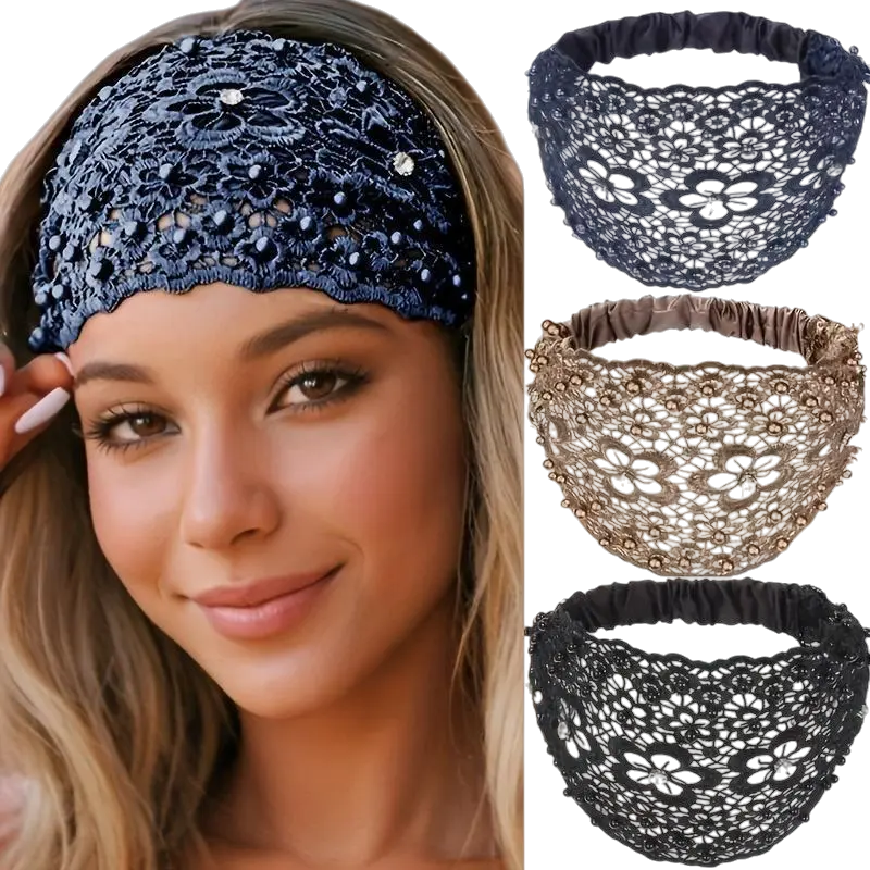 3PCS Boho Chic Crystal & Pearl Headbands for Women  Trendy & Elegant Luxury Hair Accessories  Perfect for Weddings, Vacations & Daily Styling
