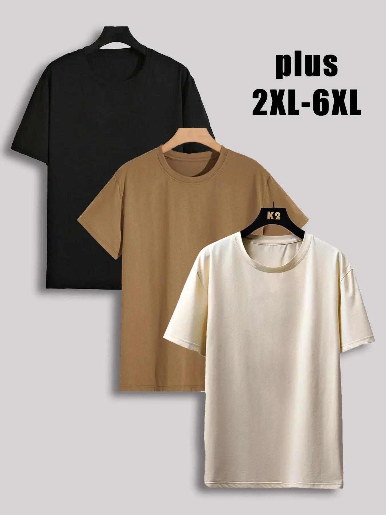 Men's Plus Size Solid Drop Shoulder Short Sleeve Tee, Casual Basic Round Neck T-shirt for Daily Wear, Men's Plus Size Clothes for All Seasons