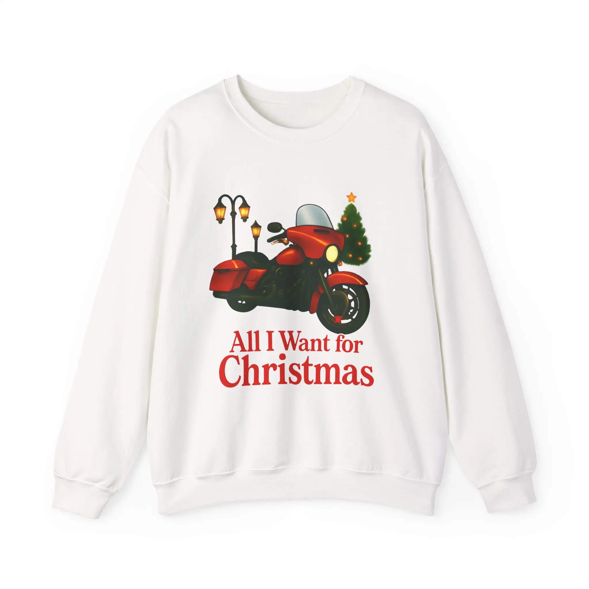 Christmas Motorcycle Sweatshirt, Biker Gift, Holiday Sweater, Unisex Crewneck Pullover, Motorcycle Lover, Motorcycle Christmas Shirt
