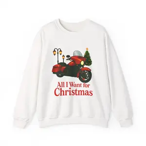 Christmas Motorcycle Sweatshirt, Biker Gift, Holiday Sweater, Unisex Crewneck Pullover, Motorcycle Lover, Motorcycle Christmas Shirt