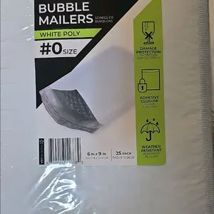 #0 Poly Bubble Mailer - White, 6" x 9" (Pack of 25)