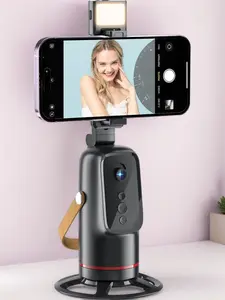 Auto Tracking Phone Holder, Auto Face Tracking Tripod, Portable All-in-one Smart Selfie Stick 360 Rotation Fast Face & Object Tracking Cameraman Robot Mount for Phone Video Vlog Live Streaming(Black)