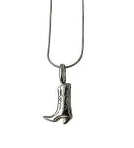 Silver Cowboy Boot Pendant Necklace Gold Plated Fashion Jewelry for Women