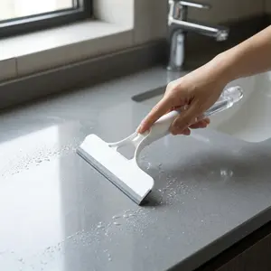 3-in-1 160g Lightweight Plastic Hand Rubber Squeegee with Pad, Double-Sided Spray Multi-Purpose Cleaning Tool for Home Bathroom, Kitchen, Desk, Countertops