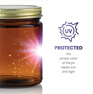 Amber Glass Jars 8 Ounce for Candle Making Straight Side For DIY Projects, Herbs, Homemade Cosmetics, Decorating, Storing, Overnight Oats, Meal Prep, Wedding Favors, Great For Daily Vitamins (6)