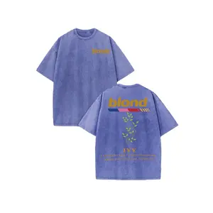 Men'S Vintage Blonde T-Shirt - Blond, Short Sleeve, Round Neck, Summer Thickness, Purple With Graphic Accents