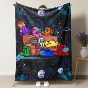 Among Us Spaceship Crew Home Party Style Blanket for Gamers, Air-conditioned Room Blanket, Warm Nap Blanket for Home Office Travel Camping,Gifts for Gamers
