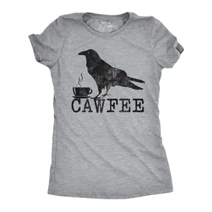Womens Cawfee T Shirt Funny Coffee Drinking T Shirt Sarcastic Caffeine Joke Funny Womens T Shirts Cute Vintage Fashion Casual Ladies T-Shirt Gift Funny Coffee Top Women's Novelty Tees Light Grey