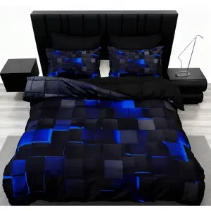 3pcs Cool Tech Digital Print Duvet Cover Set for All Seasons, Fashionable tech-style comfortable duvet cover bedding set,Modern design, geometric patterns, Gifts for family and friends