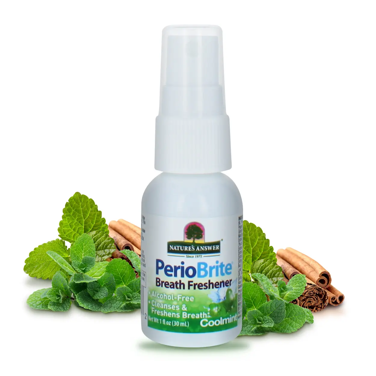 Nature's Answer PerioBrite Cool Mint Breath Freshener Spray, 1 oz - Alcohol & Fluoride Free, Vegan, Non GMO - Cleanses Breath - Made in the USA