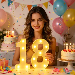 2pcs Battery-Powered LED Digital Lights, Party Decorations, Desktop/floor/wall Mount, Ideal for Birthdays, Weddings, Holidays, Gifts