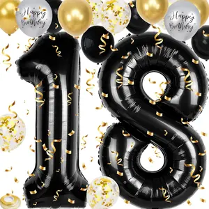 18th Birthday Decorations for Boys, 40 inch 18 Balloon Numbers, 18 count 12 inch Balloons for 18th Boy Girl Birthday Party Decoration