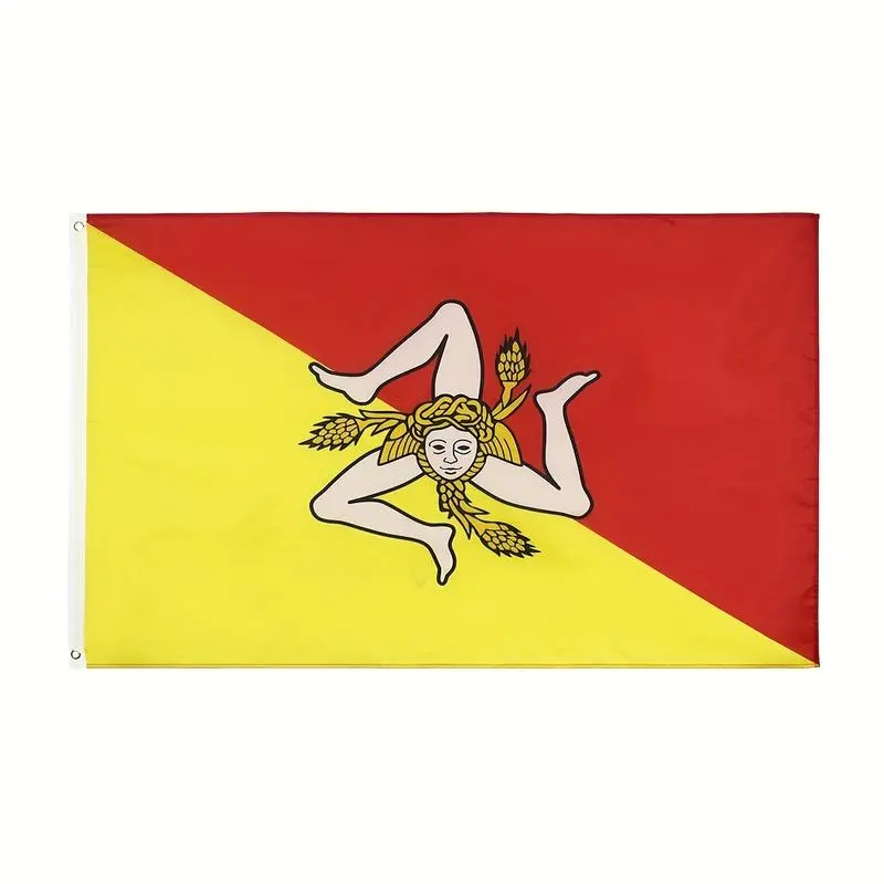 Sicily Flag Tapestry, 60x40in Italian Sicilian Banner, High-Quality Soft Durable Lightweight Versatile Home Decor, Colorful Room Wall Hanging, Outdoor Garden Decoration, Holiday Gift