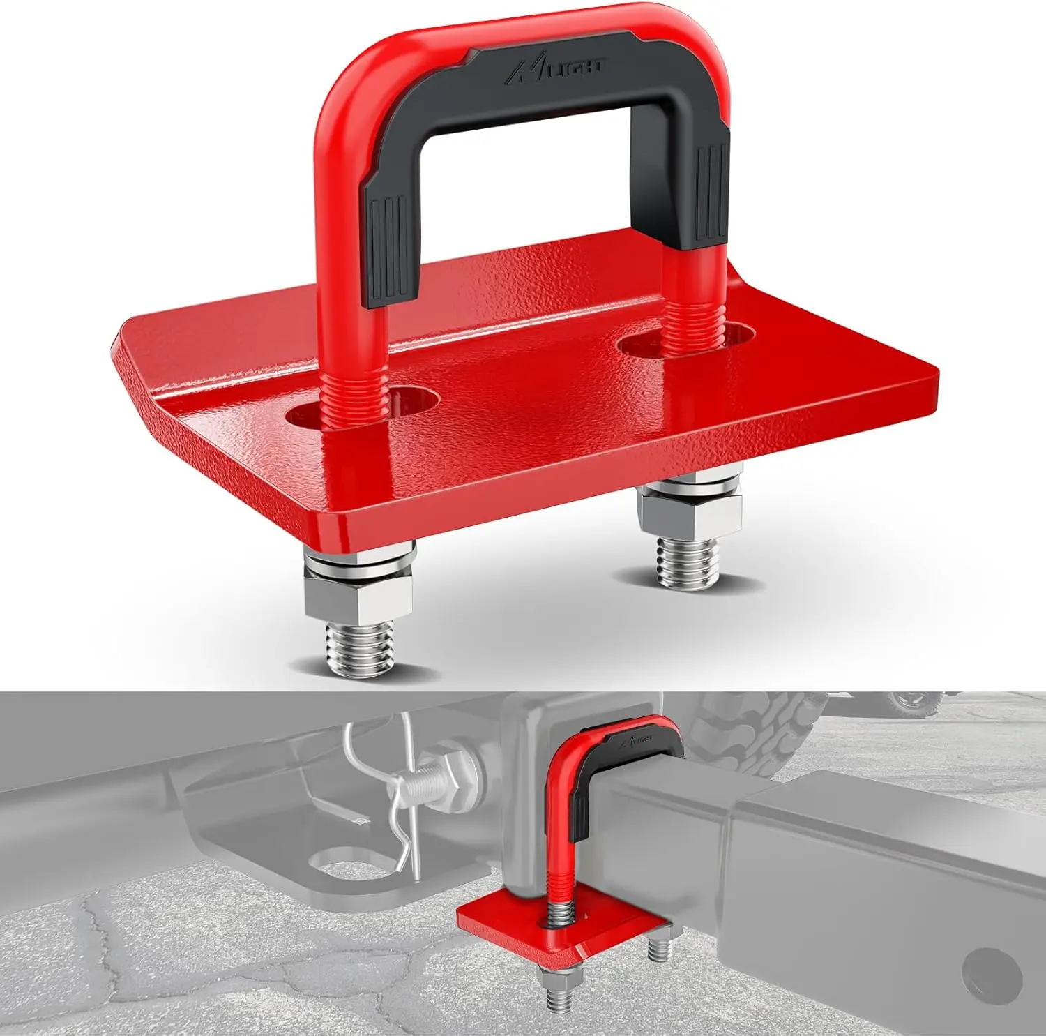 Nilight 2-Inch Truck Hitch Tightener - Heavy-Duty Steel Anti-Rattle Mount, Rubber Cover Protection, Electroplated Glossy U-Bolt, Rust-Resistant Electrophoresis Triple Plate, Hitch Secure, Simple Install Automotive Exterior Towing Accessory