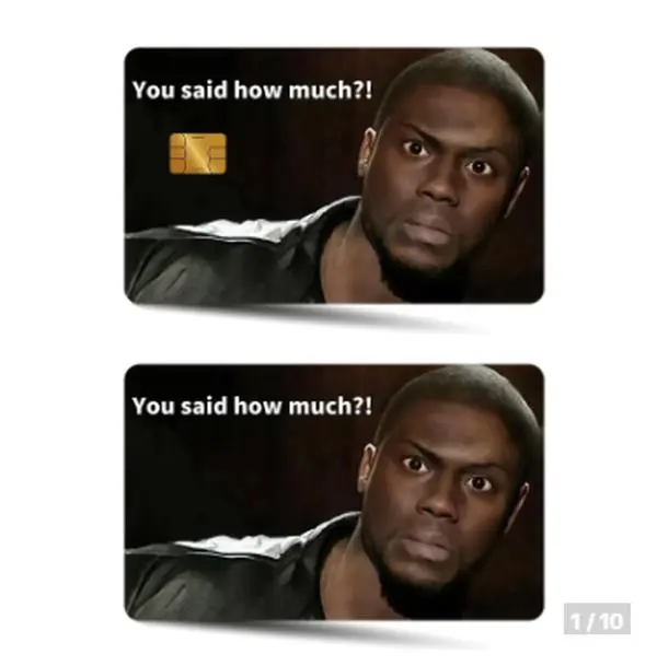 Funny Gift for Adults – You Said How Much Reaction Meme Graphic – Rectangle Shape Small Rectangular Chip – Single-Side Credit Card Skin Sticker