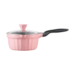 BUYDEEM Non-Stick Saucepan 20cm, "Peach Blossom Pink" - Ideal for Baby Food, Heating Milk, Cooking Noodles - Versatile Kitchen Cookware PL11/A1
