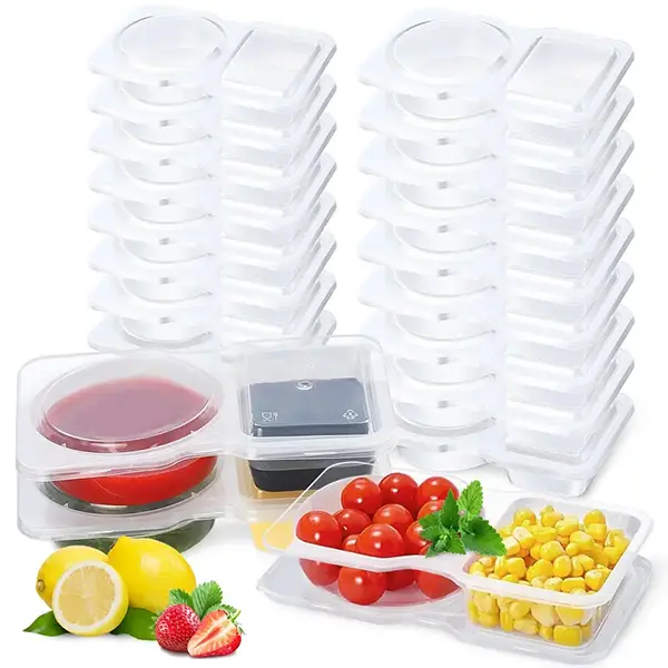 Reusable Double-Compartment Snack Storage Container with Lid, Portable Snack Box for On-the-Go Meals and Camping, Kitchen Organizer, Multi Compartment Container, Space Saving Container, Organized Food Storage, Food Storage Container, Containers with Lids