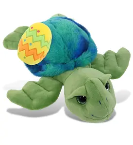 DOLLIBU 10-Inch Polyester Blue Tie-Dye Look Green Sea Turtle Stuffed Toy - Includes 1 Yellow Easter Egg, Personalized Gift for Toys & Hobbies Enthusiasts