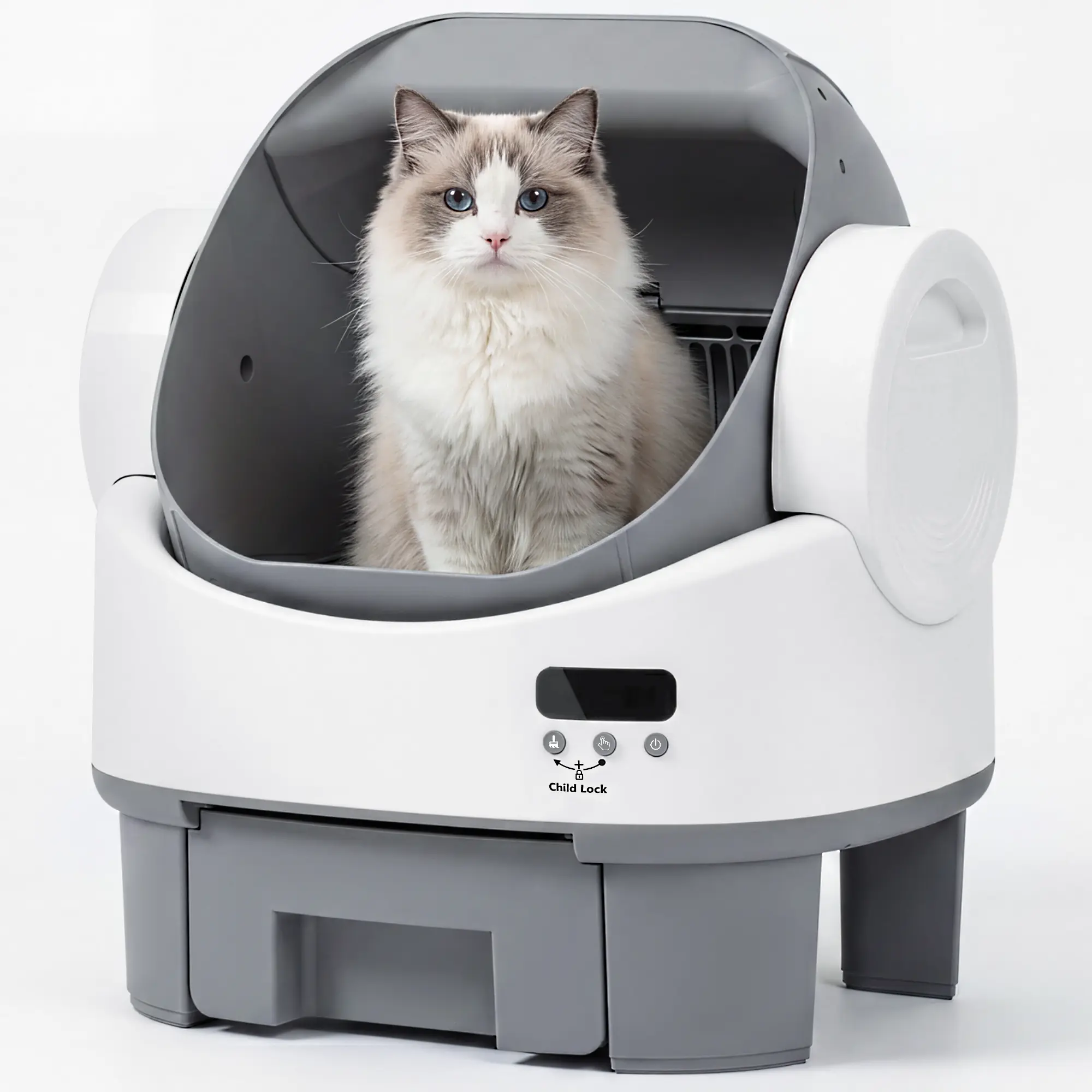 Alifuraha Smart Self-Cleaning Automatic Litter Boxes for 3.5 lbs-22 lbs Mixed Cats, Large Capacity App-Free Plug-and-Play Litterbox with 4-Layer Advanced Safety, Easy-Washable Drum, 15-Day Hands-Free Travel Convenience