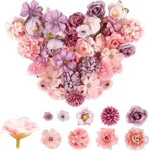 Set of 40 Artificial Flowers Flower Heads for Crafts,  Realistic Rose Head for Scrapbooking, Card Making, Decorating Picture Frames, Flower Decorations for Weddings, Wreath Accessories