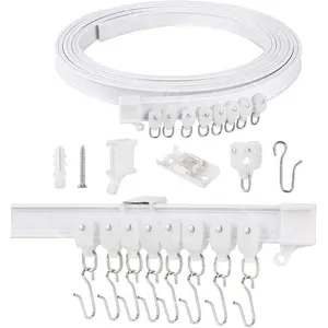 Ceiling Curtain Track Flexible Bendable Ceiling Curtain Rail Set for Window Door Curtain Shower Room Divider Curtains RV (3 Meters)