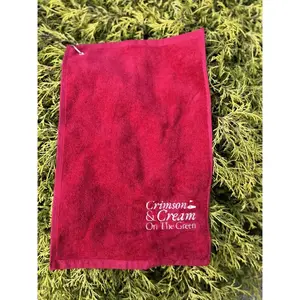Crimson & Cream On The Green Embroidered Golf Towel