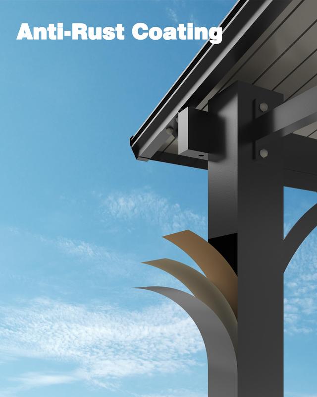 GARVEE 12' x 20' Gazebo, Hardtop Wall Mounted Gazebos Pergola, Outdoor Free Standing Lean to Gazebo Pergola with Metal Frame, Large Wall-Mounted Heavy Duty Awnings for Deck, Porch, Patio, Backyard