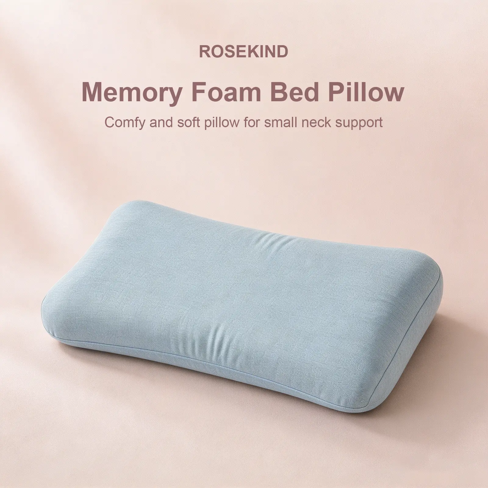 【backtoschool】ROSEKIND Memory Foam Bed Pillow,Ergonomic Cervical Pillow + FREE Pillowcase-Contoured, Soft, Durable Memory Foam for Side & Back Sleepers with Washable Cover, Contoured Memory Foam, Durable Memory Foam