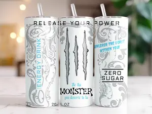 Monster Energy Drink Tumbler 20oz , Gym Motivation Cup , Insulated Straw Travel Mug , Zero Sugar Style Design , Fitness Lover Gift , Beast Mode Aesthetic Cup , Workout Water Bottle , Tumbler For Men Women | Viral Gym Cup 2026 Trend Gift Idea