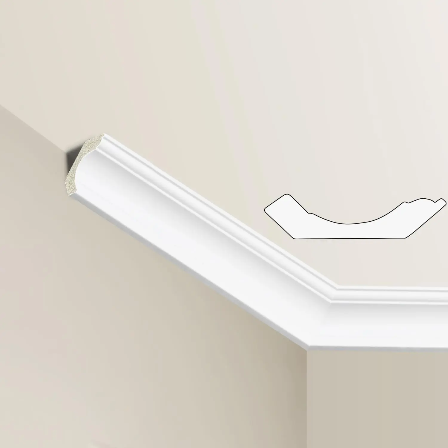 Crown Molding, 10-Pack Decorative Ceiling Trim, High Impact Polystyrene, 40 Ft Total Length, White, 48x2.3in