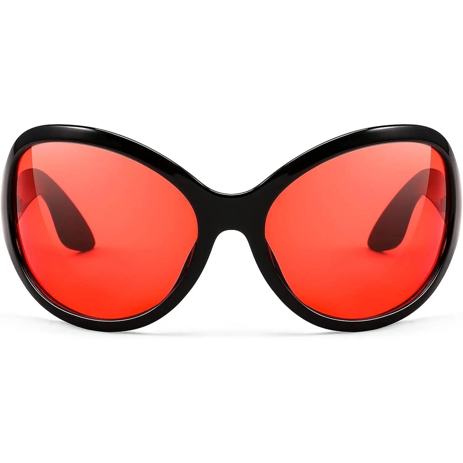 EyeconicFinds Oversized Trendy Sunglasses Classic Oval Wrap Around Stylish Geometric Double Beam Sunglasses Travel Accessory,Internet Celebrity Style Women Glasses B2391