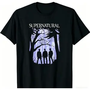 Dean and Sam Supernatural Silhouettes Logo Meme 90s graphic Shirt Funny Meme Gift y2k cotton fashion Streetwear Shortsleeve Top Trending yaoi lover gift