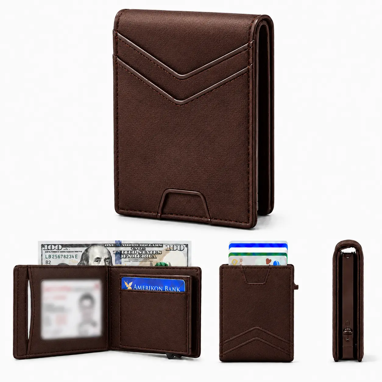 Men's RFID Safe Minimalist Bifold Wallet - Card Slots, Quick-Access Pop-Up Card Case, Built-In Money Clip, Slim Compact, Secure Everyday Carry, Gifts for Boyfriend with Gift Box