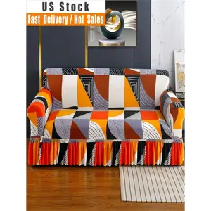 1pc Printed Stretch Sofa Cover Suitable For 1/2/3/4 Seater Sofas In Living Room