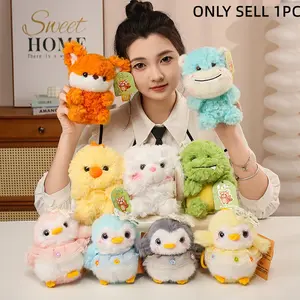 Cute Animal Plush Hanging Ornament, Penguin Hippo Frog Dinosaur, Bag Decoration Indoor Table Companion, PP Cotton Filled Gift for Kids