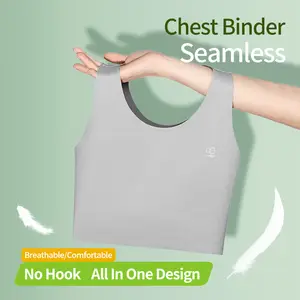 Seamless Compression Bralette-Chest Binder-Breathable All-Day Comfort Slim Top with Skin-Friendly Material & Flexible Full Coverage for Smoother Look Casual Sleeveless Basic Minimalist Shapewear