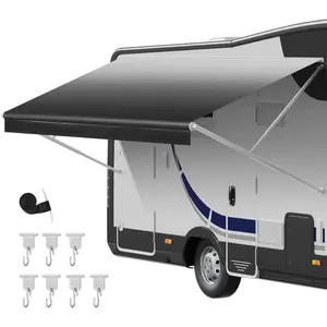 VEVOR RV Awning Fabric Replacement, 15' (Fabric 14'2) 18 oz Heavy - Duty Weatherproof Vinyl Camper Awning Replacement, UPF50+ Protection Waterproof Outdoor Canopy for RV, Motorhome, Trailer, Black FadeVEVOR Super Brand Day