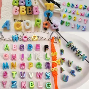 Tara--P39--Mix Colors UV Coated Large Hole 26 Alphabet Beads 4pcs per bag