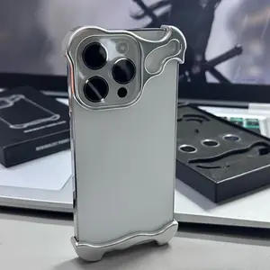 Ip15promax Special-Shaped Frameless Phone Case with Lens Protector Zinc Alloy Lightweight IP6 Phone Case Unique Cool Handsome Fashion Trend Metal Smartphone