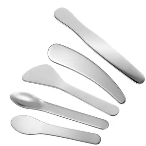 5PCS Stainless Steel Makeup Spatula Set Metal Cosmetic Spatulas Mini Skincare Tools for Facial Care & Makeup Application