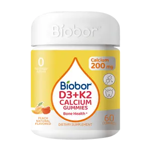Vitamin D3 K2 Gummies with Calcium, Sugar Free Vitamins Supplement, 2000 IU D3 & 200 mcg K2 & 200 mg Calcium, Supports Healthy Bones & Immune Health, Gluten Free, GMO Free, 60 Count