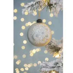 White Christmas Ball Ornaments, Glass Decorative Hanging Ball Christmas Tree Ornaments For Holiday Party Decorations, Set Of 6