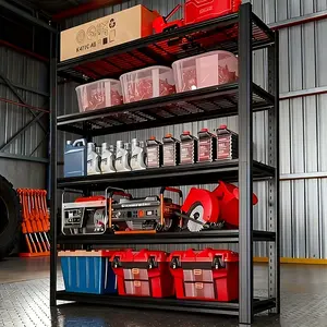 3000LBS Heavy Duty 5-Tier for garage Shelves, Metal Storage Rack For Garage/Basement/Workshop, Convertible 1-to-2 Design, Double-Column Adjustable Utility Shelving Unit, Utility Shelves