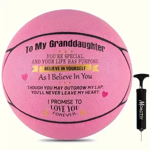 Moactiv To My Granddaughter Christmas Basketball Gift - Engraved PU leather Basketball Gifts For Birthday Graduation Christmas - Size 7 (with Pump)