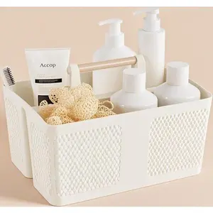 Multipurpose Hanging Organizer with Handle - Compact Storage Solution for Bathroom, Kitchen, Travel - Lightweight Shower Caddy for College, Dorm Essentials - Reusable & Space-Saving Design (9.36 x 7.73 x 7.24 Inches)